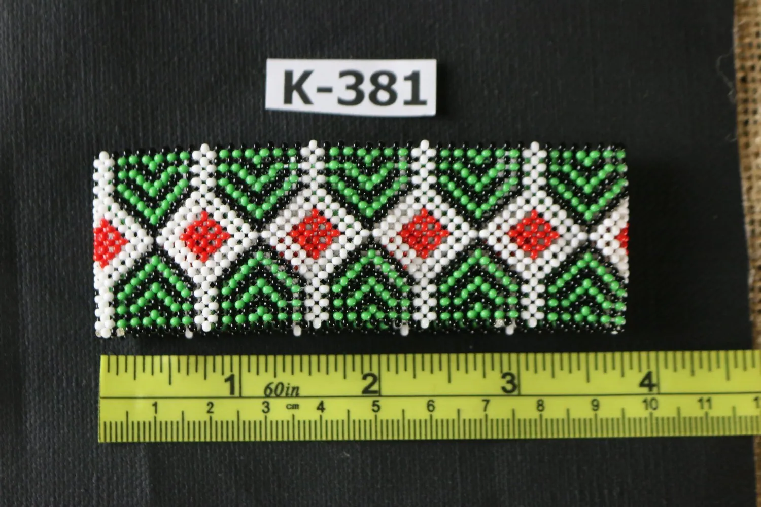 Art# K381  3.5  inch. Original Kayapo Traditional Peyote stitch Beaded Bracelet from Brazil