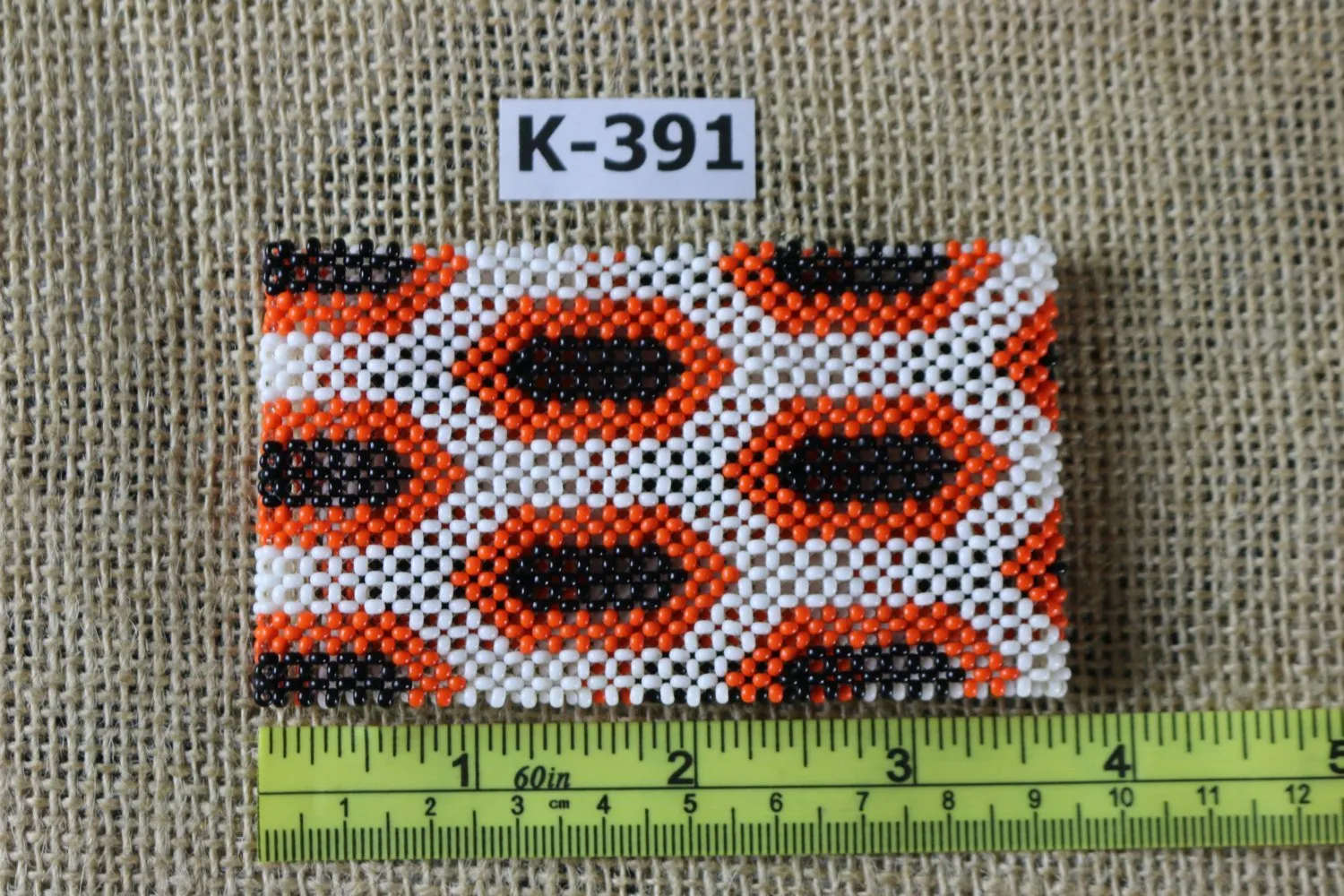 Art# K391- 3.5  inch. Original Kayapo Traditional Peyote stitch Beaded Bracelet from Brazil