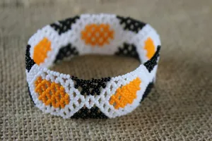 Art# K393  3  inch. Original Kayapo Traditional Peyote stitch Beaded Bracelet from Brazil