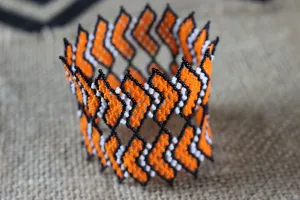 Art# K408  2.5  inch. Original Kayapo Traditional Peyote stitch Beaded Bracelet from Brazil