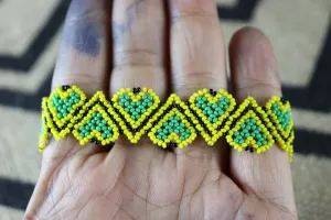 Art# K414   3.5  inch. Original Kayapo Traditional Peyote stitch Beaded Bracelet from Brazil