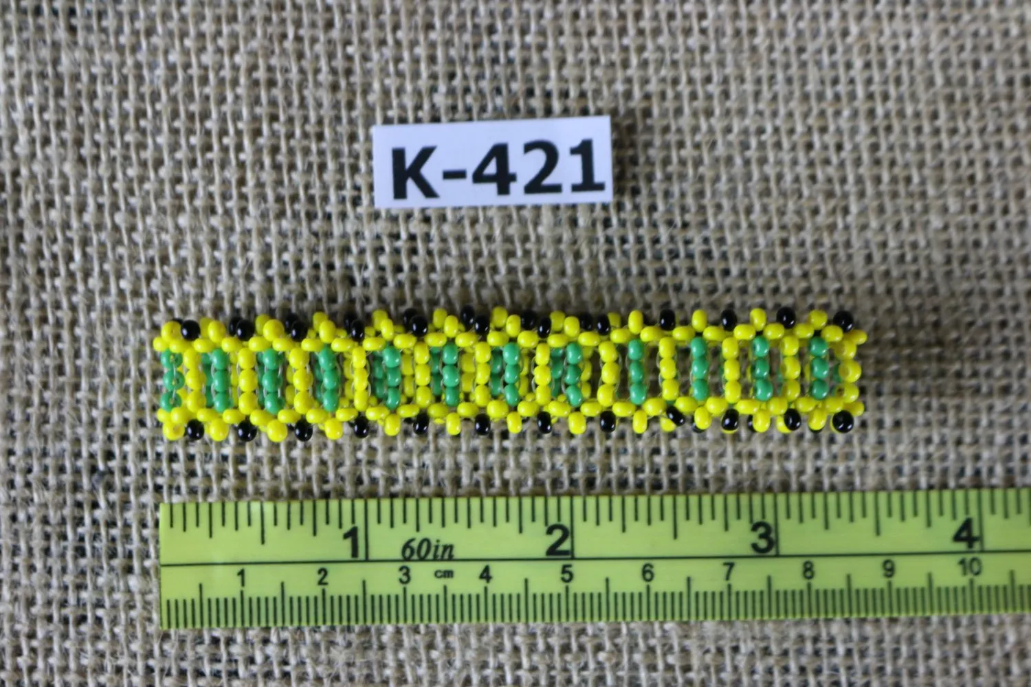 Art# K421  3  inch. Original Kayapo Traditional Peyote stitch Beaded Bracelet from Brazil