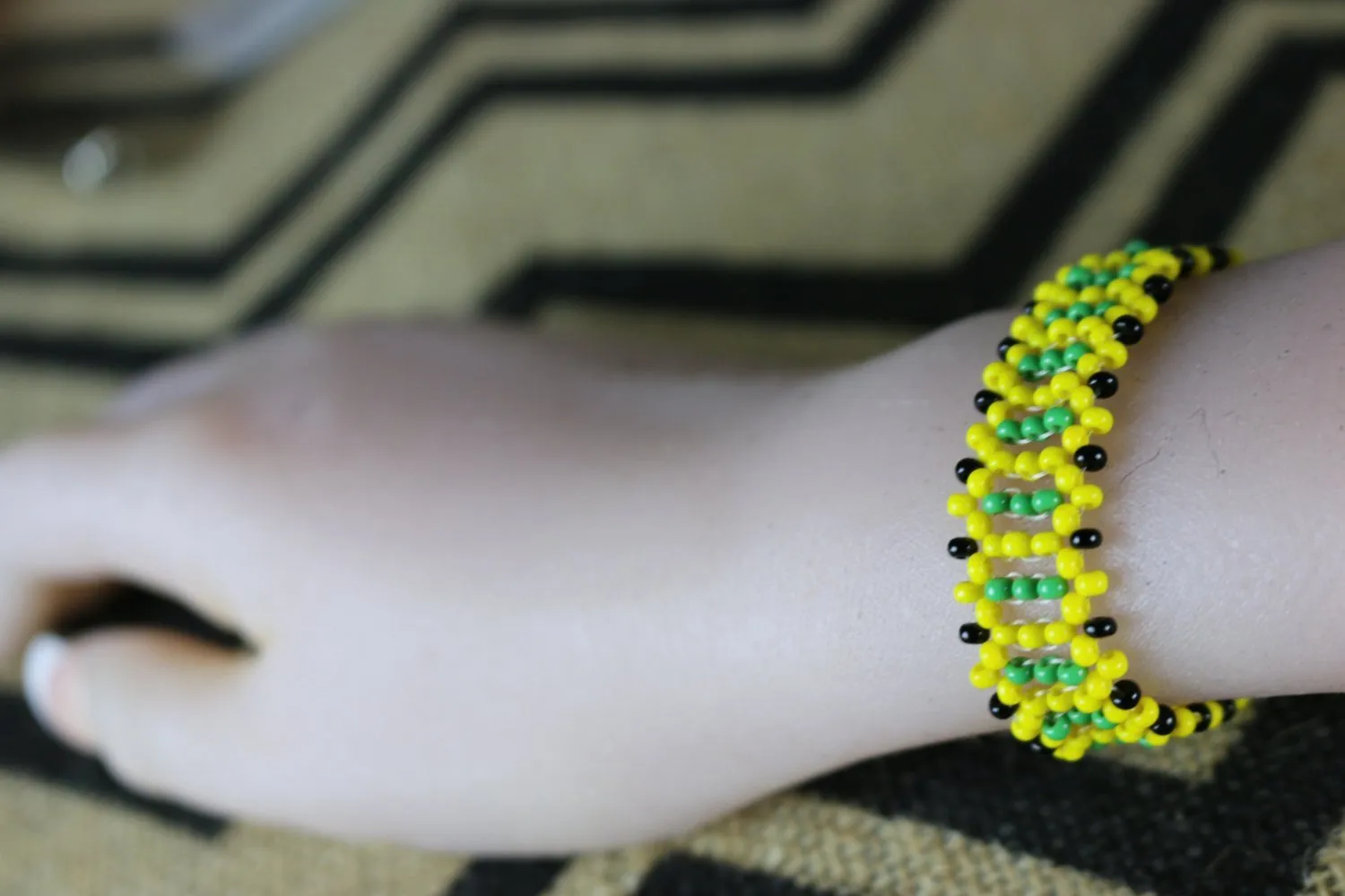 Art# K421  3  inch. Original Kayapo Traditional Peyote stitch Beaded Bracelet from Brazil