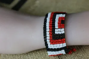 Art# K429  3  inch. Original Kayapo Traditional Peyote stitch Beaded Bracelet from Brazil