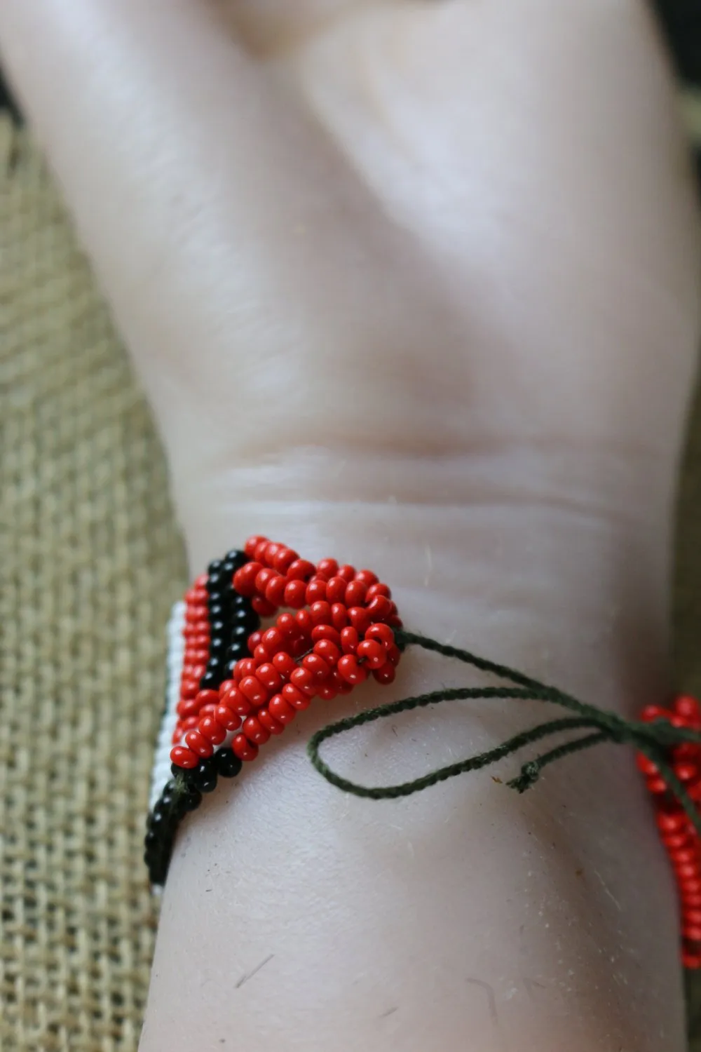 Art# K429  3  inch. Original Kayapo Traditional Peyote stitch Beaded Bracelet from Brazil