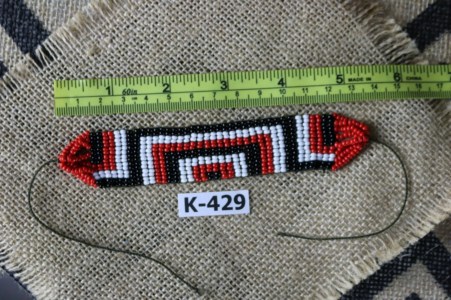 Art# K429  3  inch. Original Kayapo Traditional Peyote stitch Beaded Bracelet from Brazil