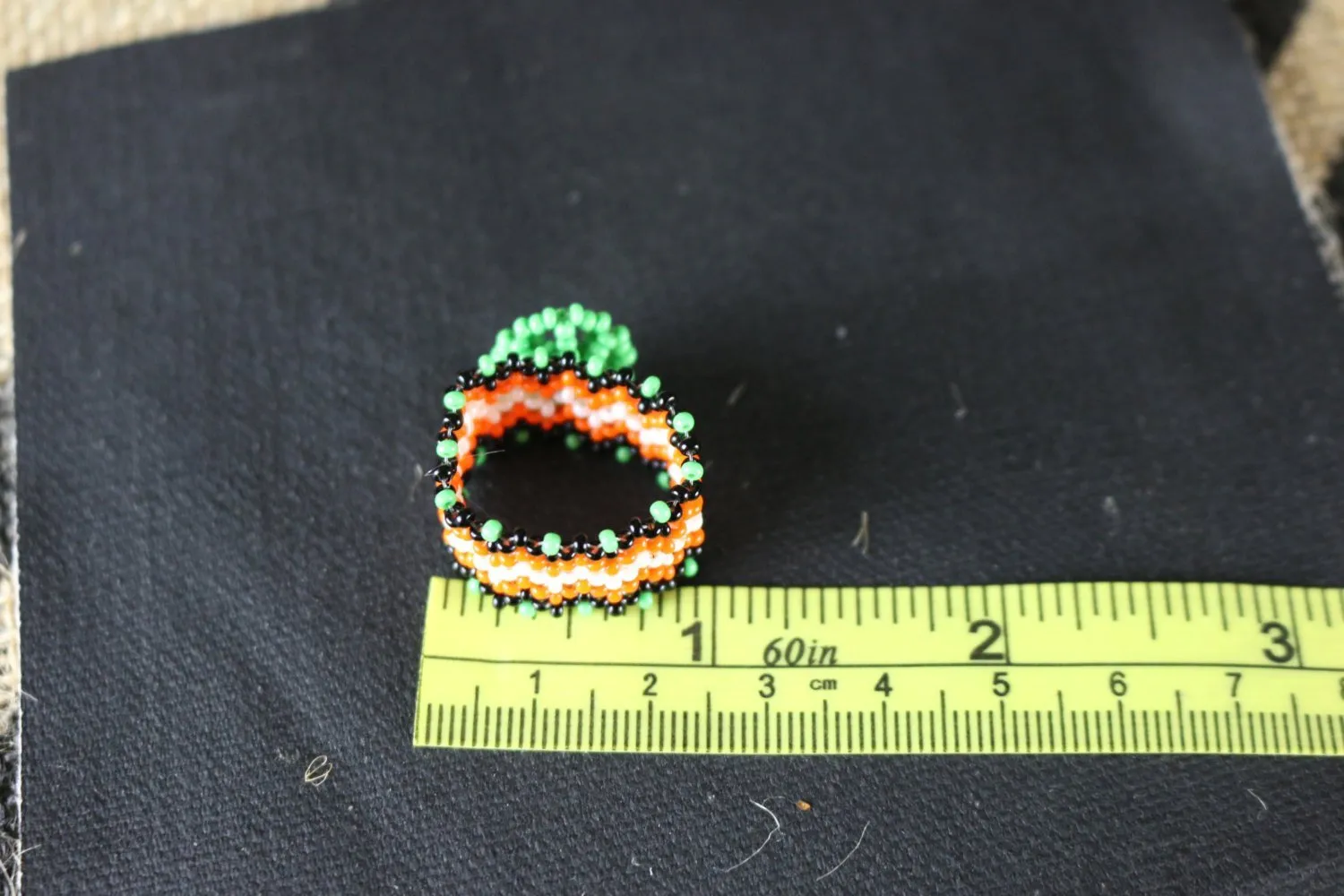 Art# K430  1 inch. Original Kayapo Traditional Peyote stitch Beaded Ring from Brazil