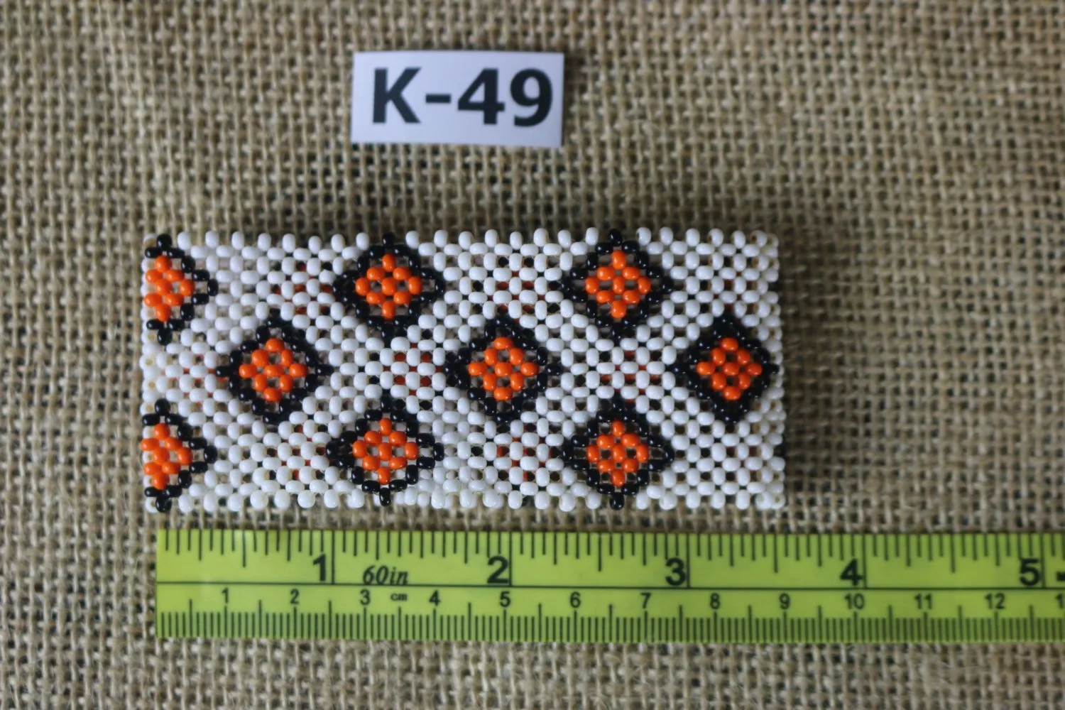 Art# K49  3.5 inch Original Kayapo Traditional Peyote stitch Beaded Bracelet from Brazil.