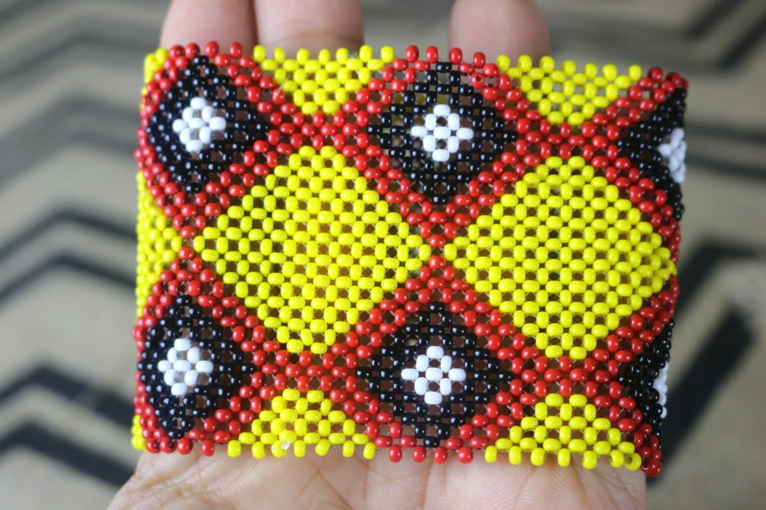 Art# K61  3.5  inch Original Kayapo Traditional Peyote stitch Beaded Bracelet from Brazil.