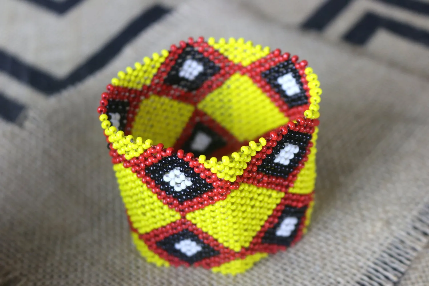 Art# K61  3.5  inch Original Kayapo Traditional Peyote stitch Beaded Bracelet from Brazil.