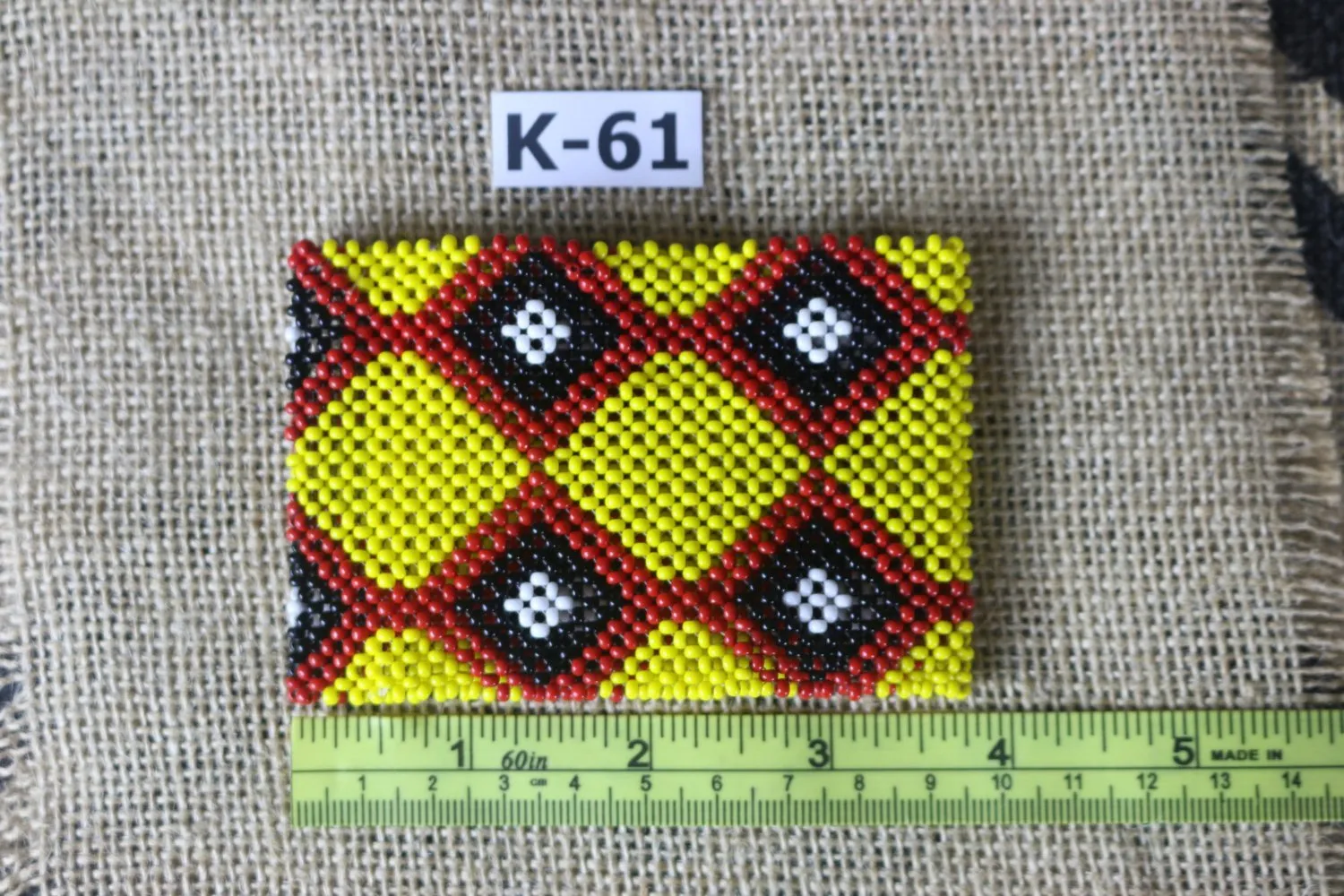 Art# K61  3.5  inch Original Kayapo Traditional Peyote stitch Beaded Bracelet from Brazil.