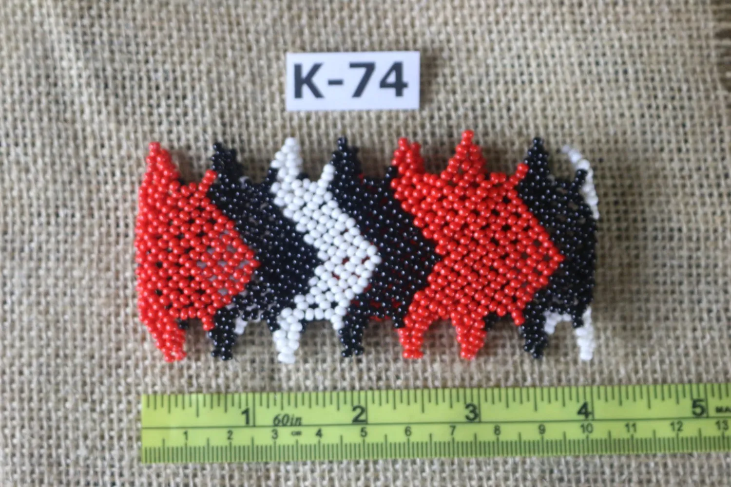 Art# K74  4 inch Original Kayapo Traditional Peyote stitch Beaded Bracelet from Brazil.