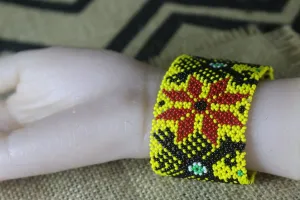 Art# K80 3  inch  Original Kayapo Traditional Peyote stitch Beaded Bracelet from Brazil.