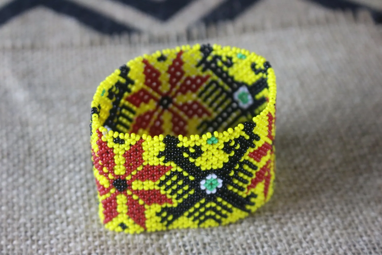 Art# K80 3  inch  Original Kayapo Traditional Peyote stitch Beaded Bracelet from Brazil.
