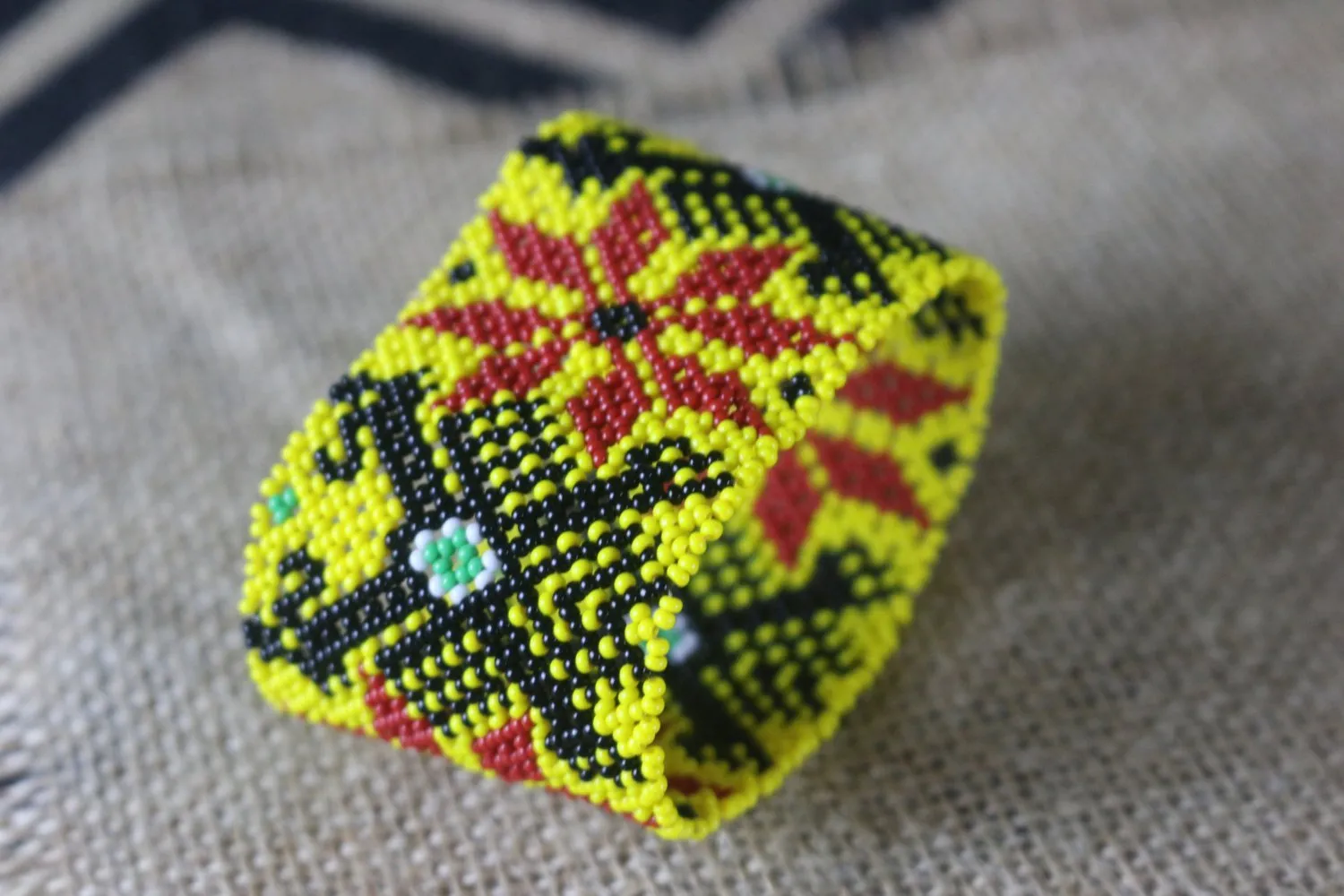 Art# K80 3  inch  Original Kayapo Traditional Peyote stitch Beaded Bracelet from Brazil.