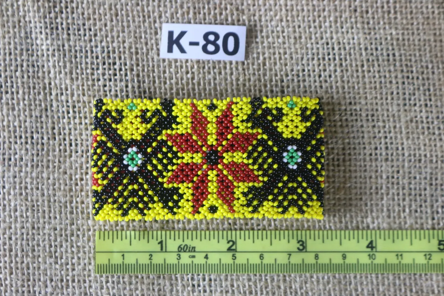 Art# K80 3  inch  Original Kayapo Traditional Peyote stitch Beaded Bracelet from Brazil.