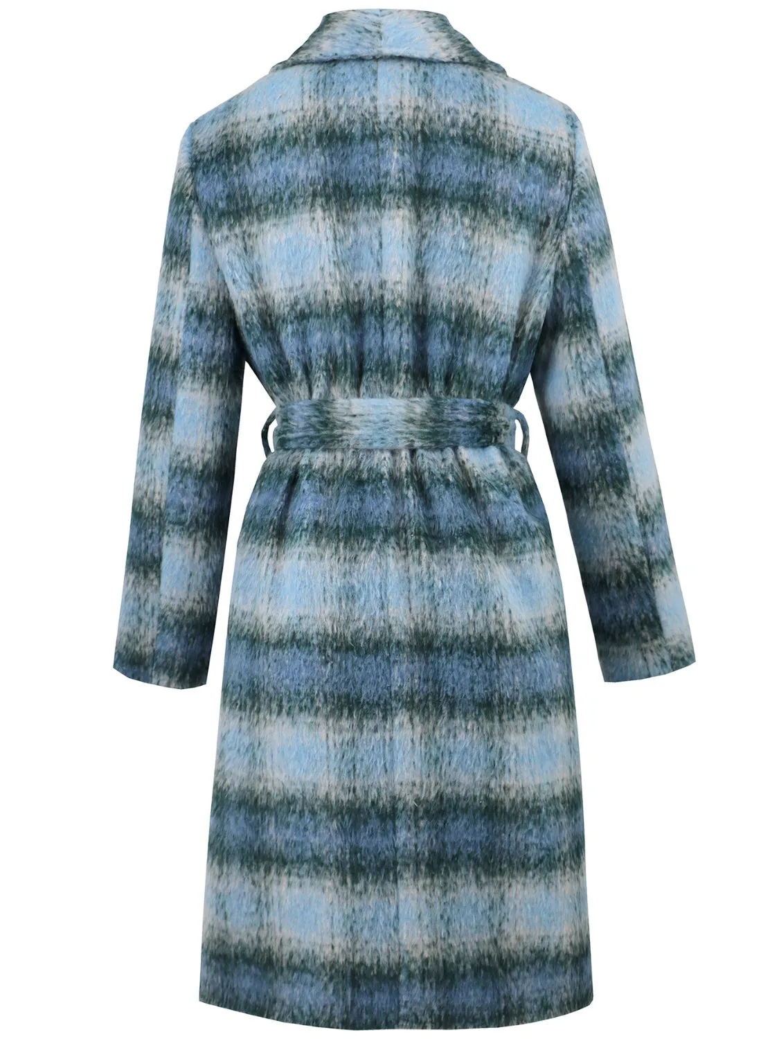 Avery Plaid Tie Waist Long Sleeve Coat