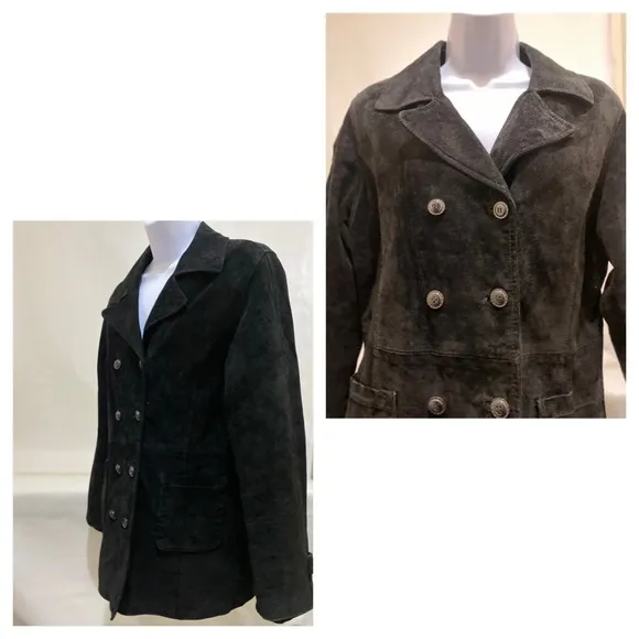 BB Dakota Black Suede Leather DoubleBreasted Retro