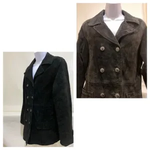 BB Dakota Black Suede Leather DoubleBreasted Retro