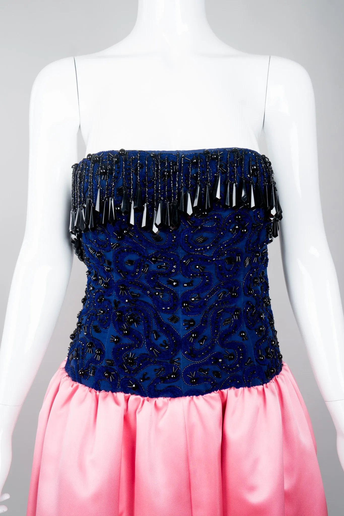 Bead Fringe Satin Gown