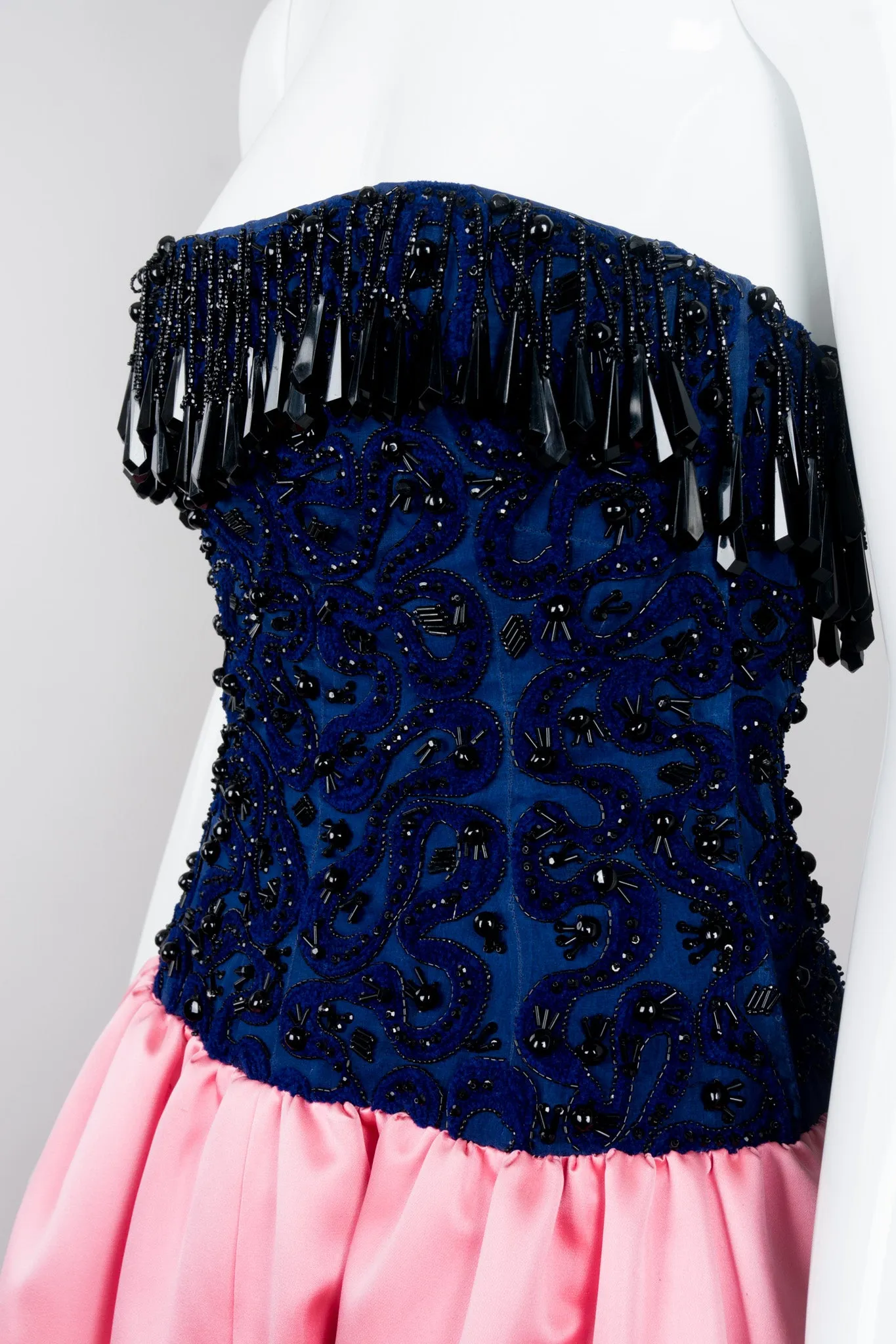 Bead Fringe Satin Gown