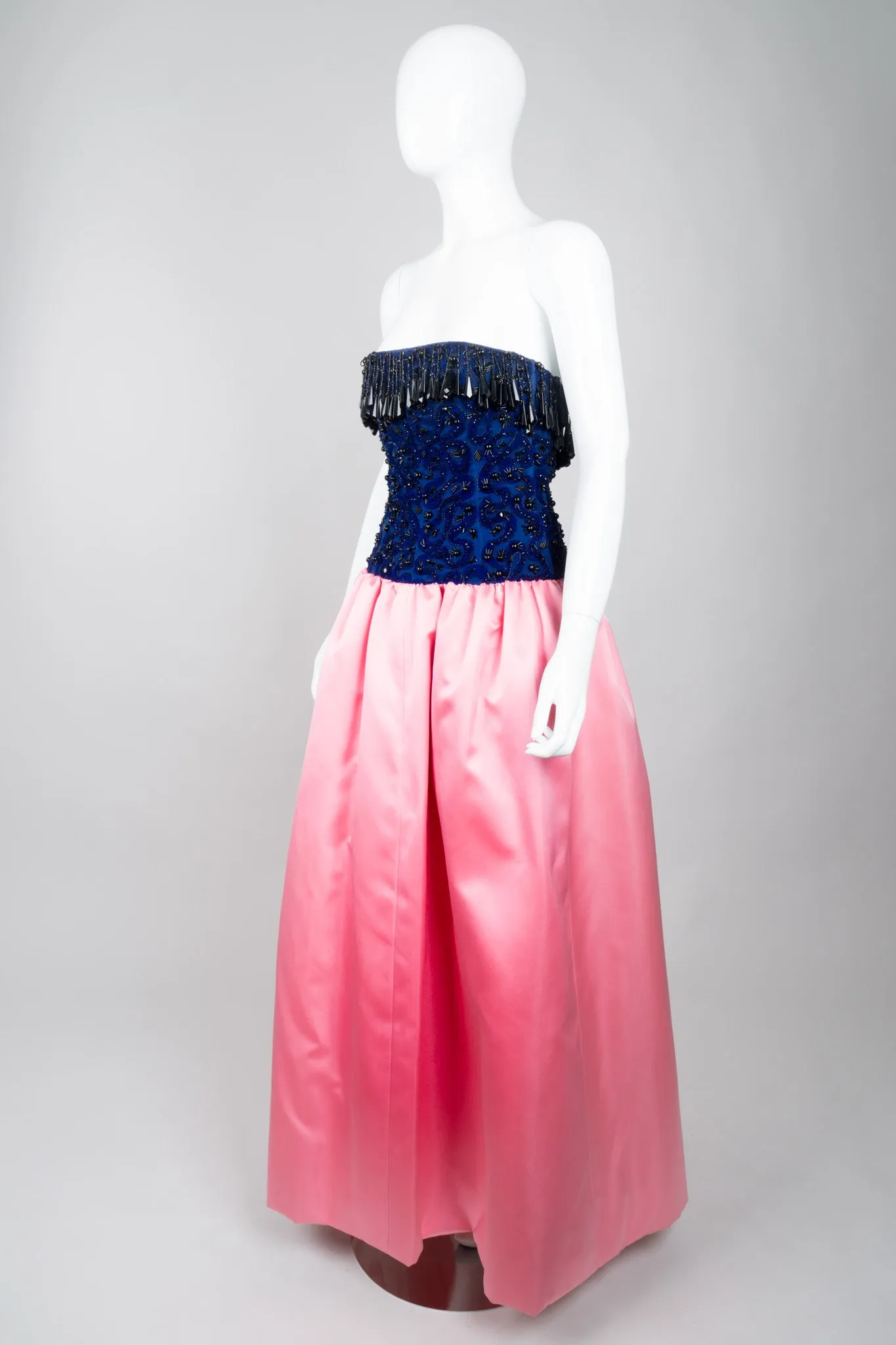Bead Fringe Satin Gown