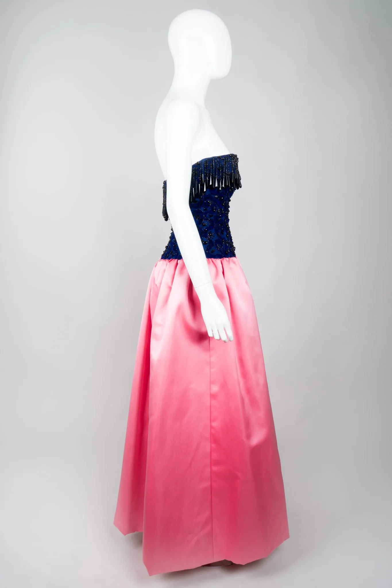 Bead Fringe Satin Gown