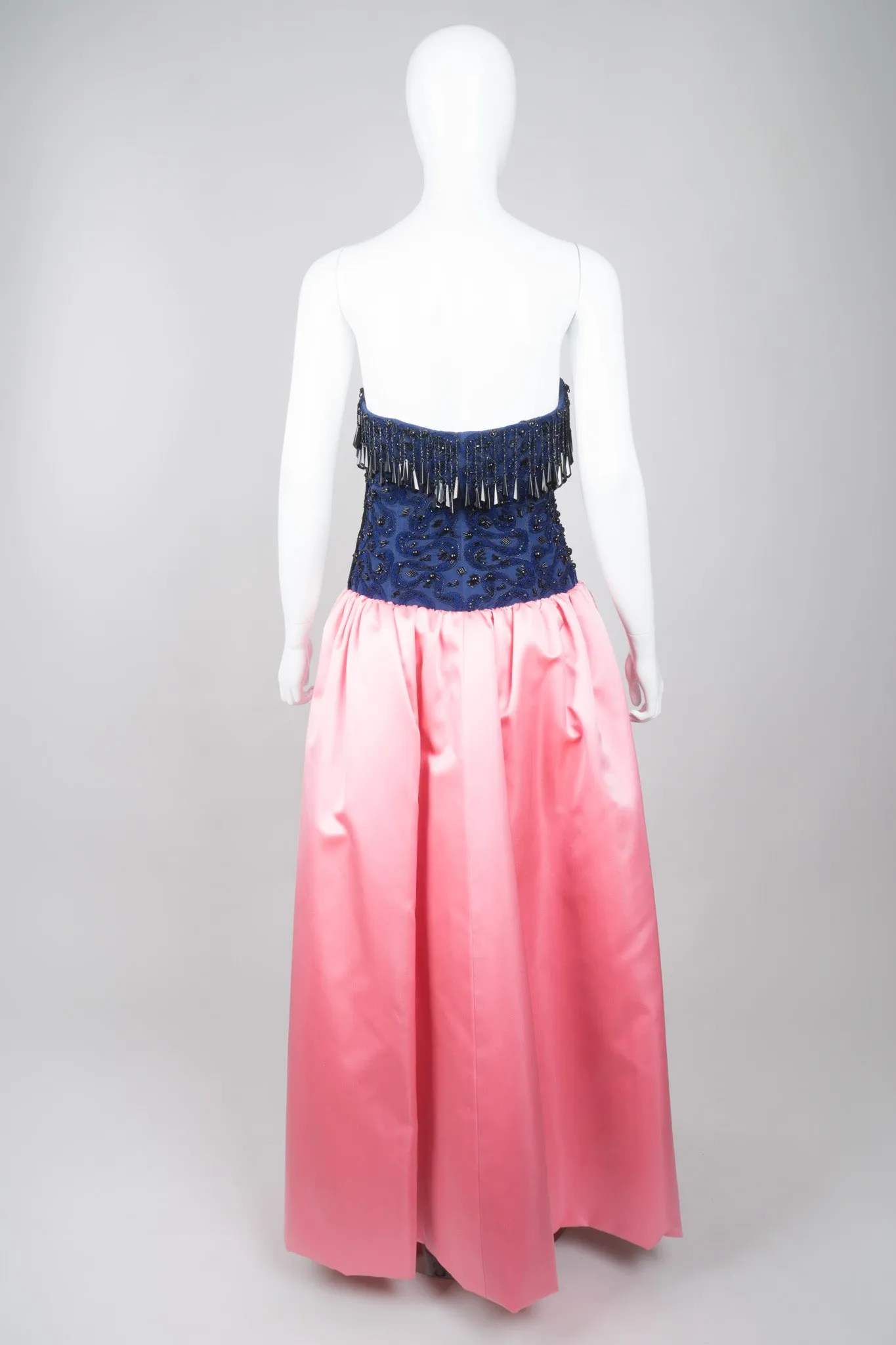Bead Fringe Satin Gown