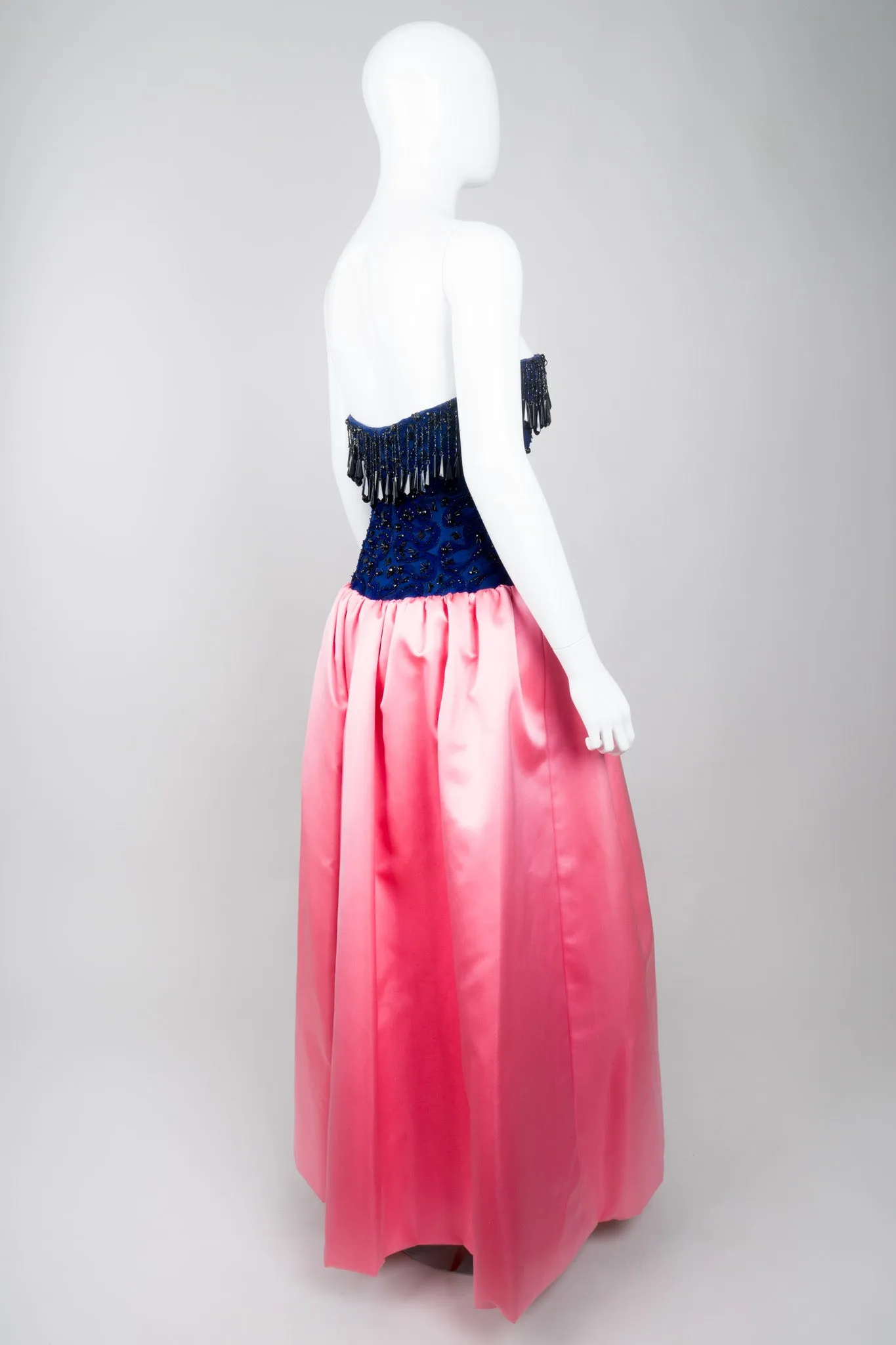 Bead Fringe Satin Gown