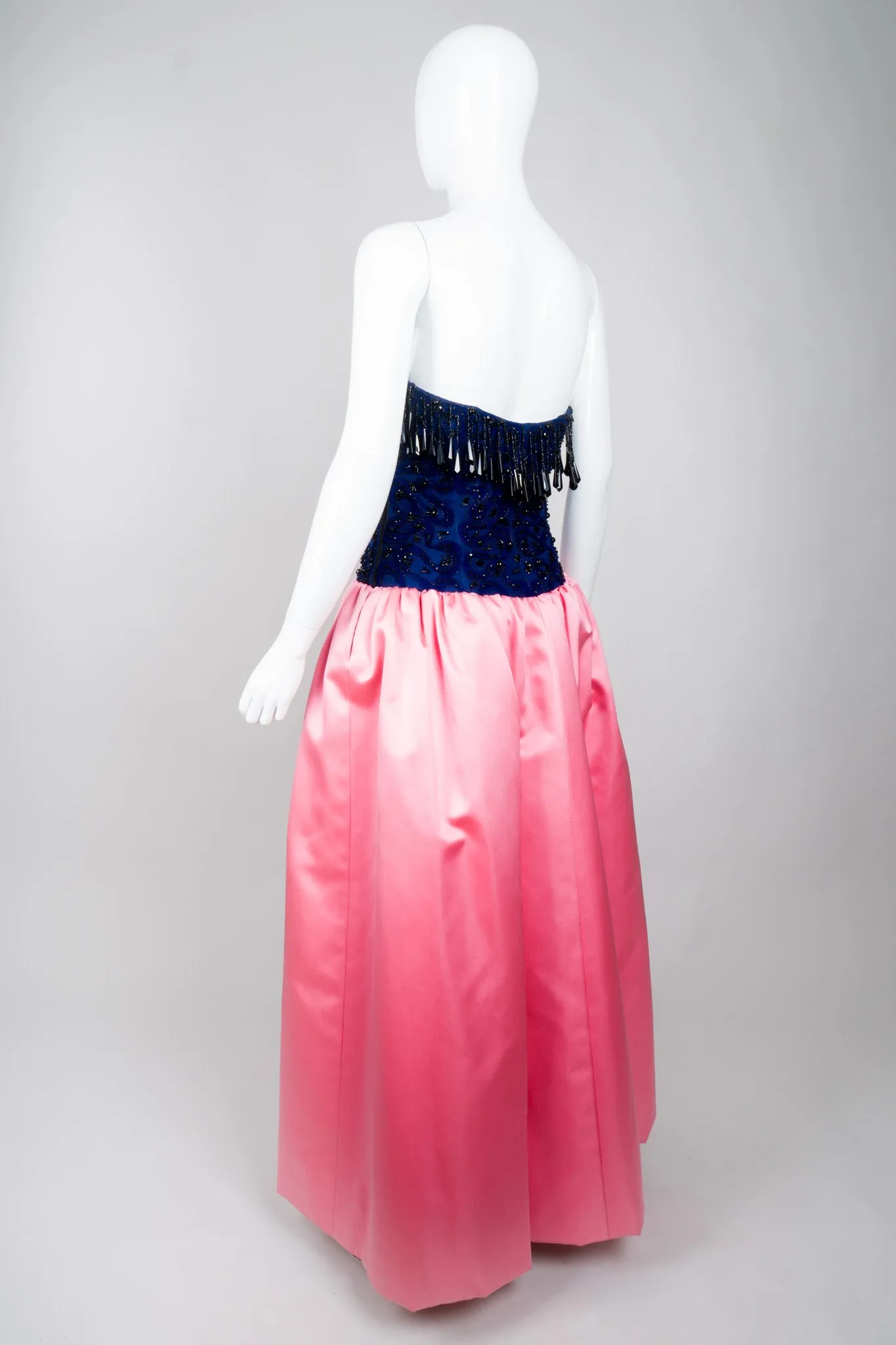 Bead Fringe Satin Gown