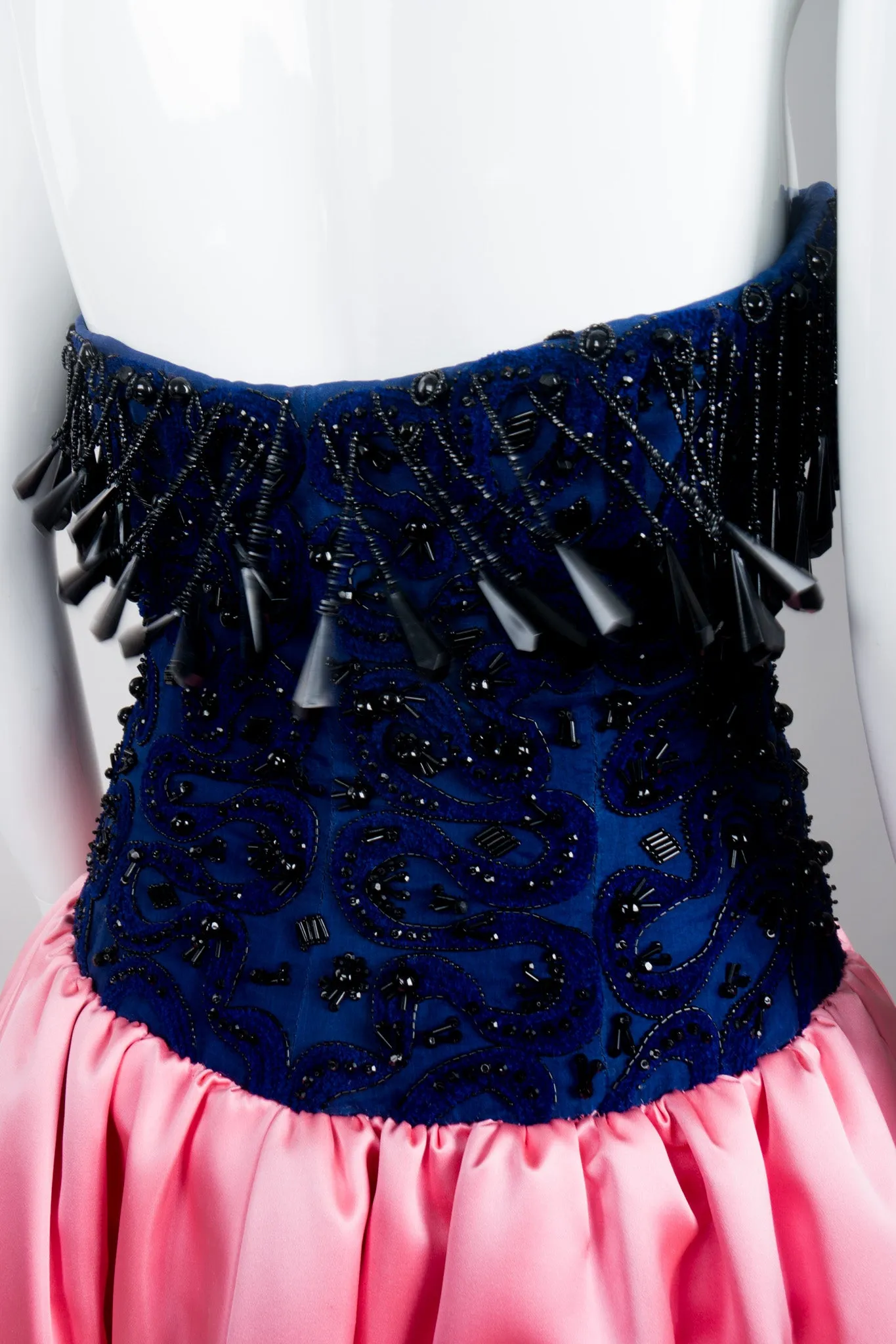 Bead Fringe Satin Gown