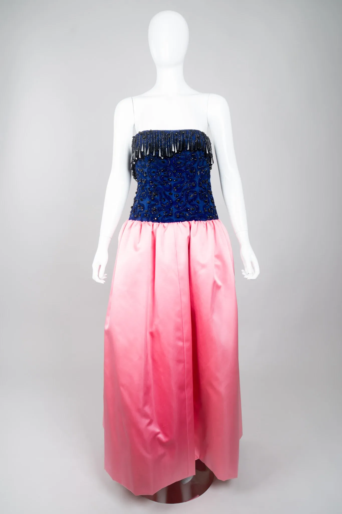Bead Fringe Satin Gown