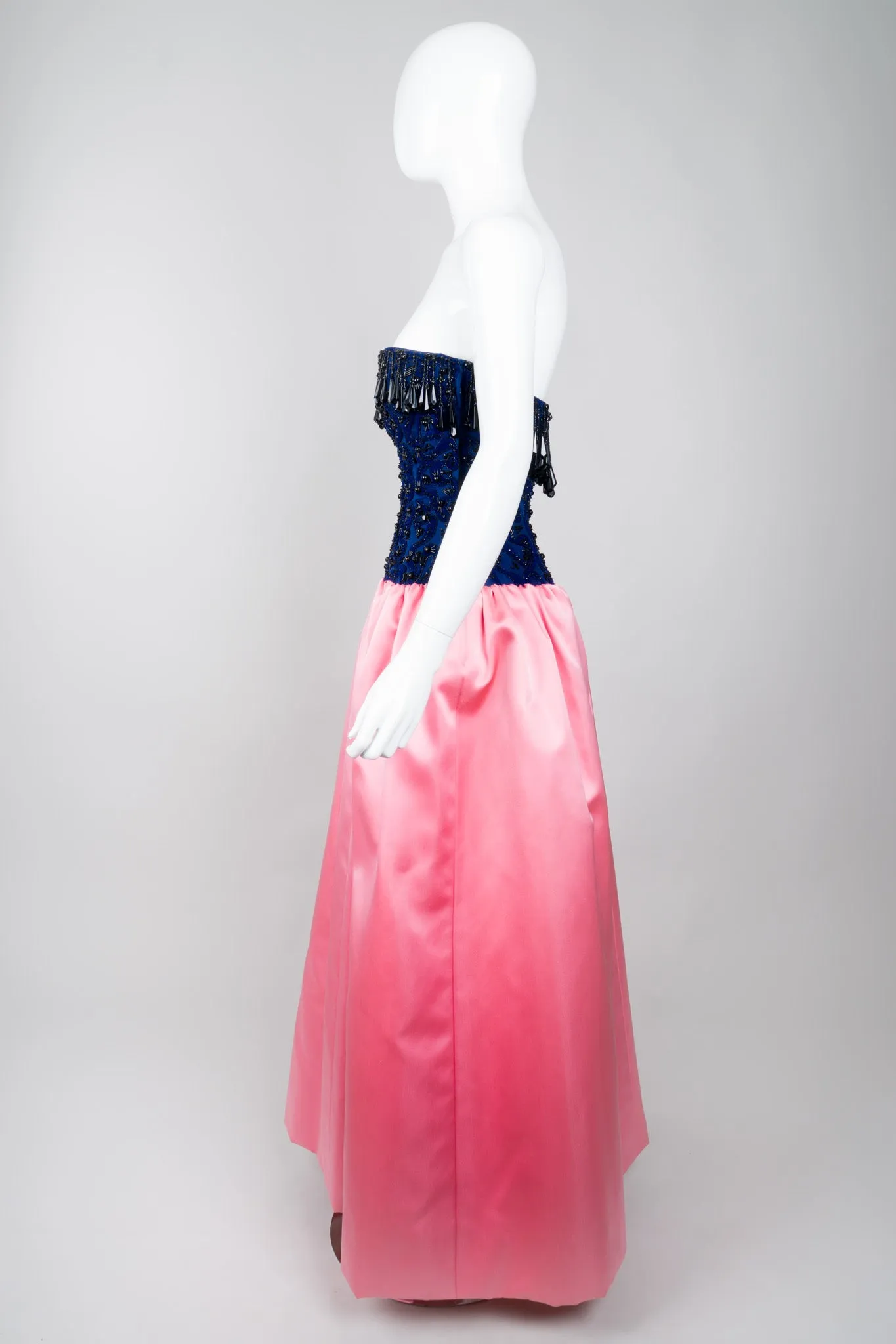 Bead Fringe Satin Gown