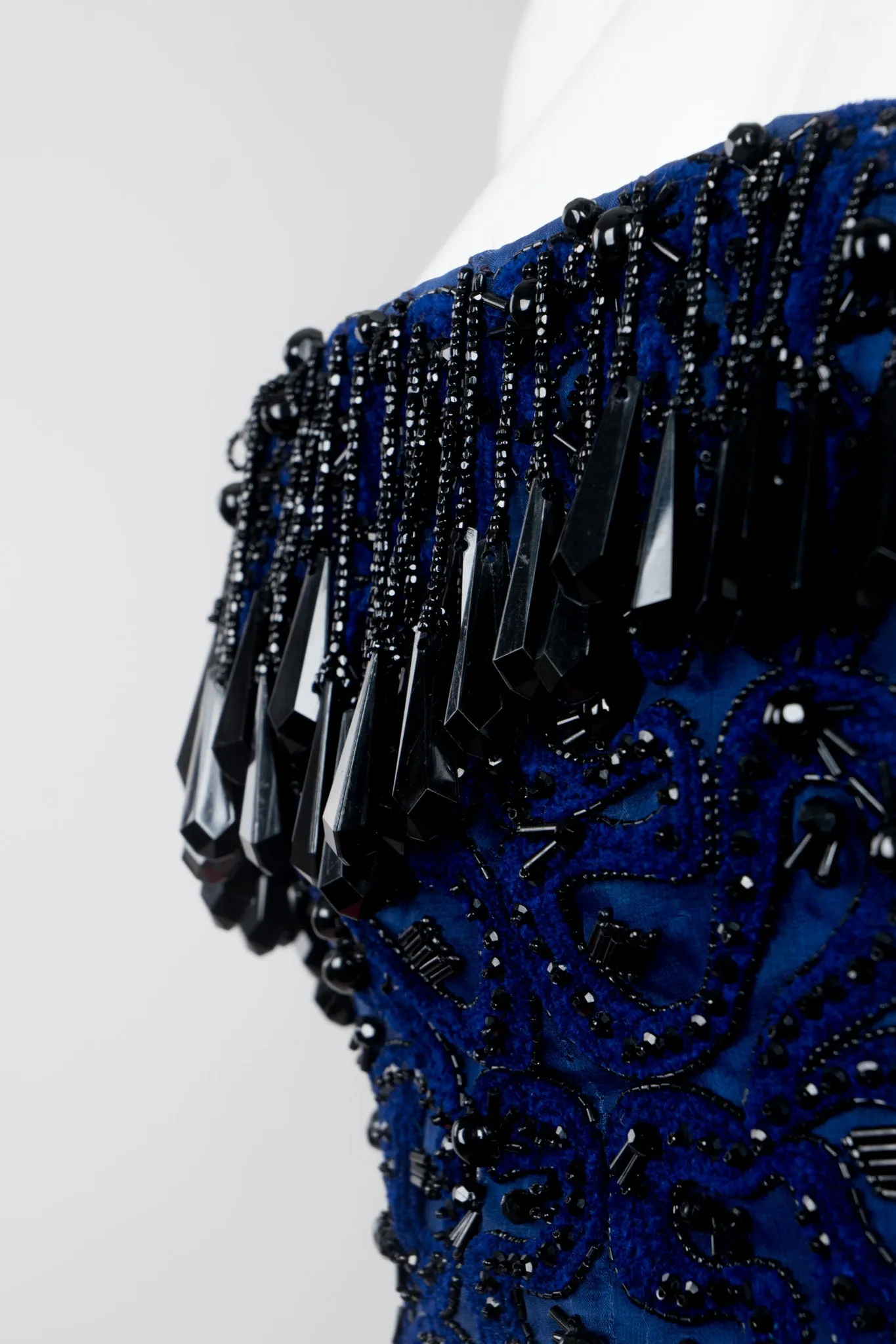 Bead Fringe Satin Gown