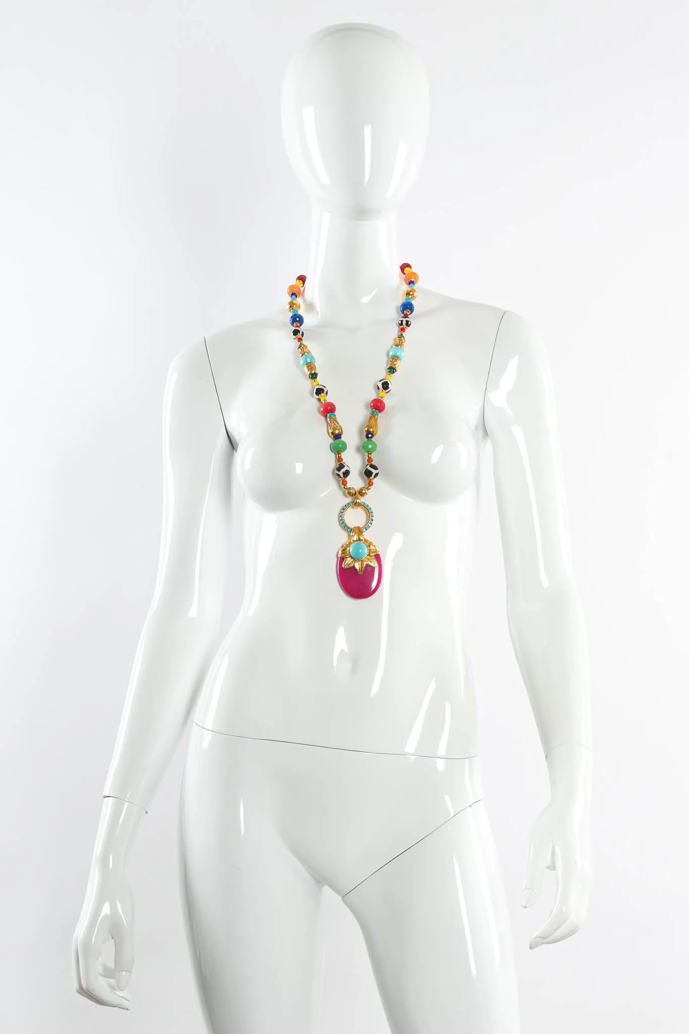 Beaded Glass Pendant Necklace
