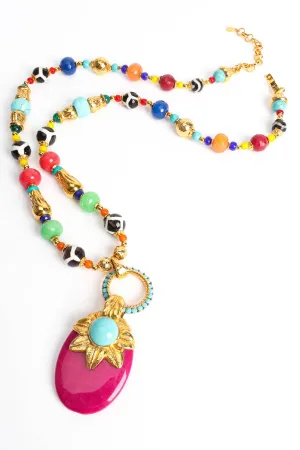 Beaded Glass Pendant Necklace