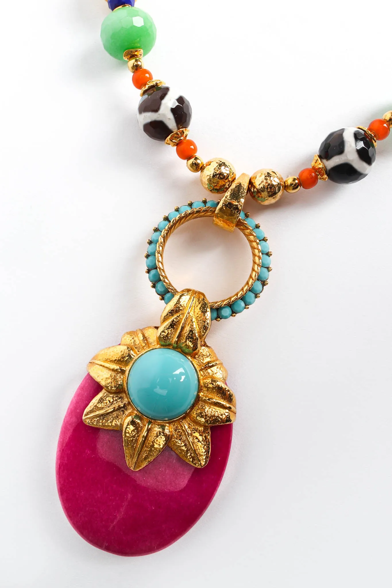 Beaded Glass Pendant Necklace