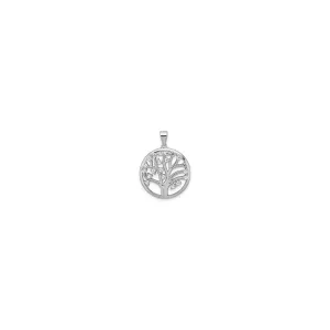 Bedazzled Tree of Life Circle Pendant (Silver)