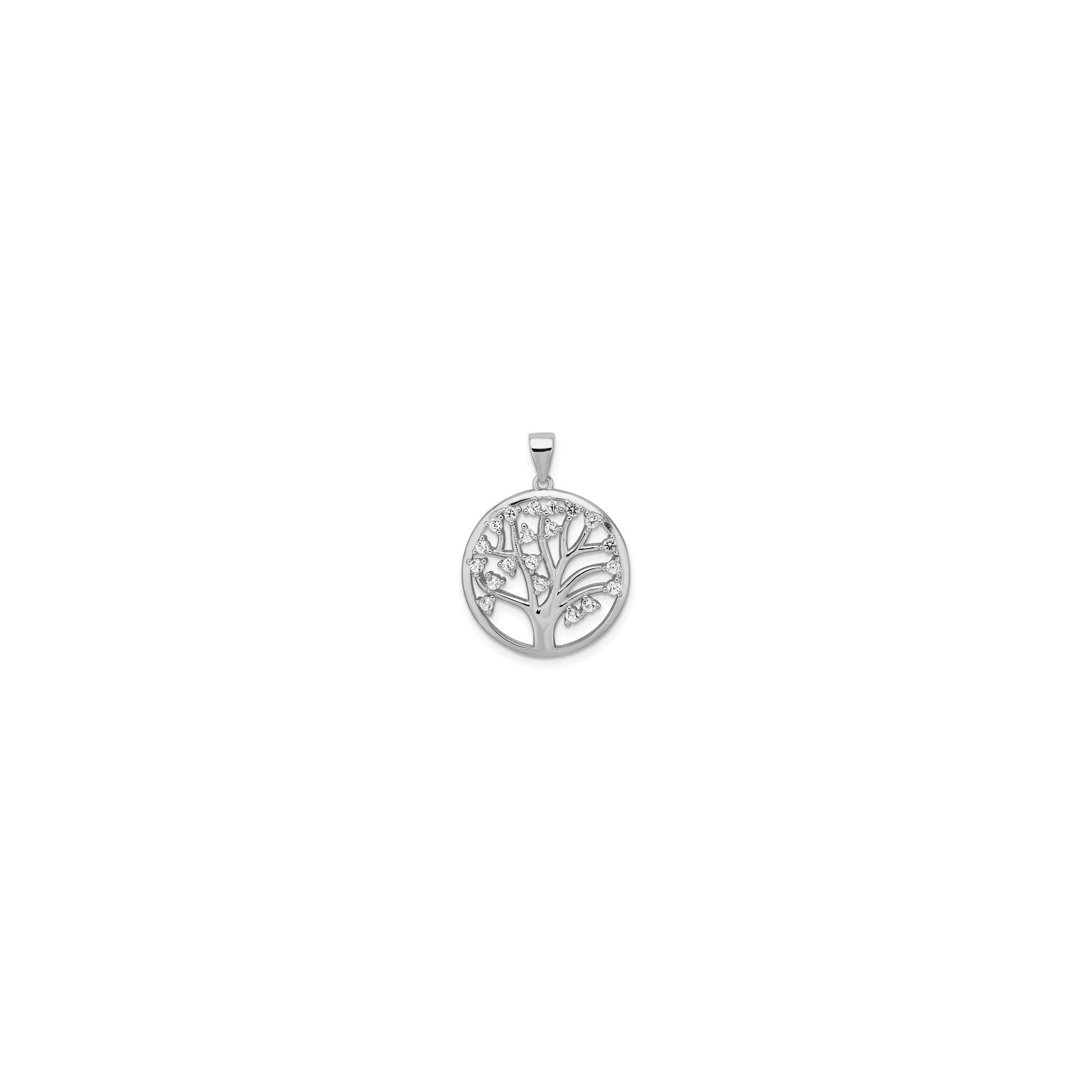 Bedazzled Tree of Life Circle Pendant (Silver)