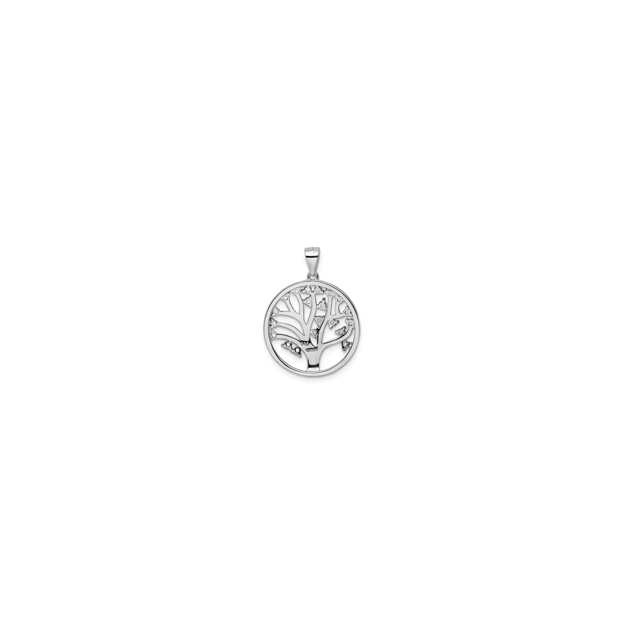 Bedazzled Tree of Life Circle Pendant (Silver)