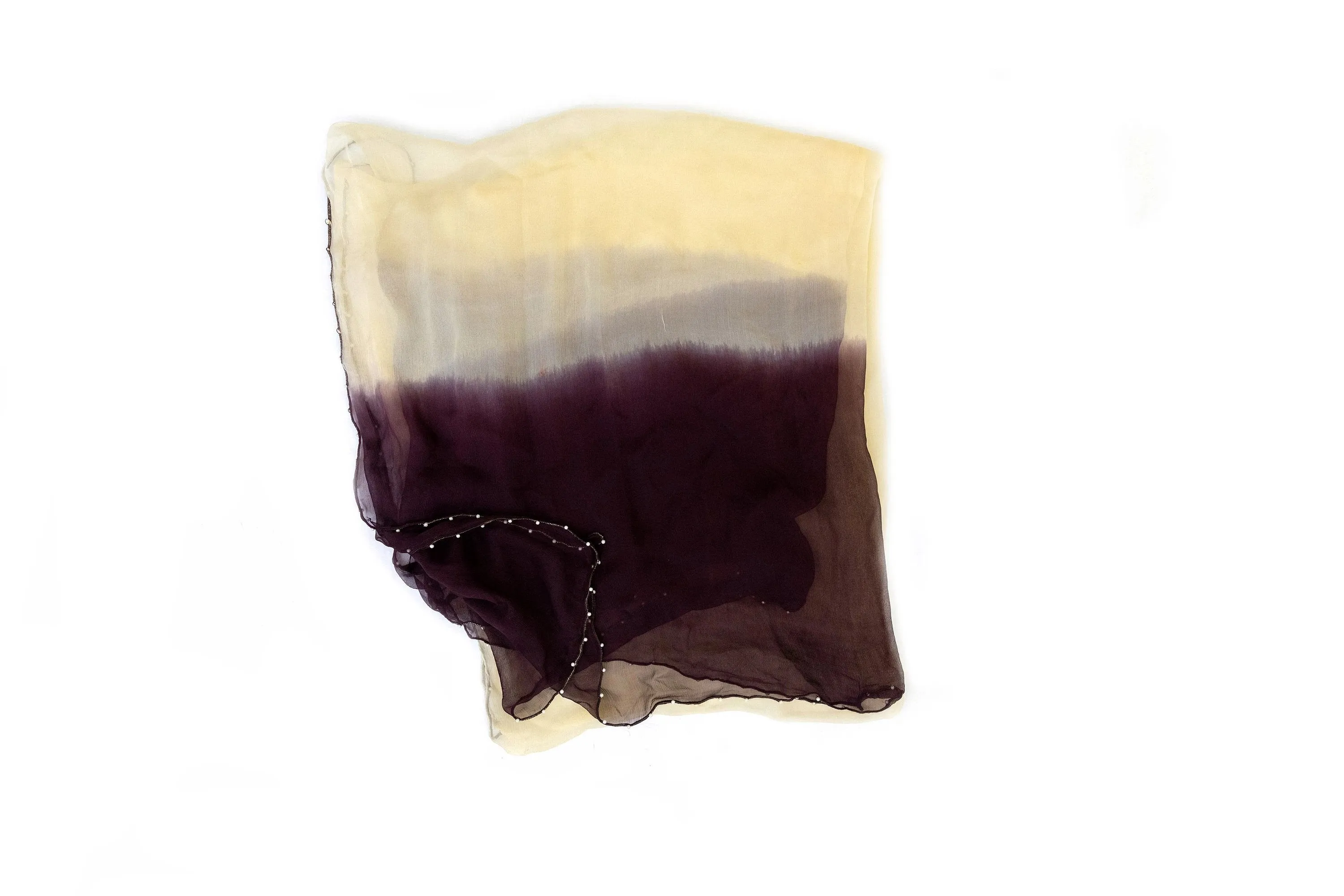 Beige to Purple Ombré Chiffon Dupatta - Scarf