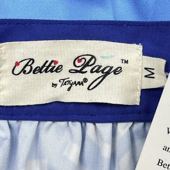 Bettie Page Designs by Tatyana What a Catch Graphic Button-Down Retro Skirt Sz M