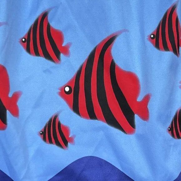 Bettie Page Designs by Tatyana What a Catch Graphic Button-Down Retro Skirt Sz M