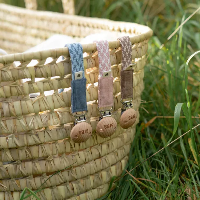 Bibs Pacifier Clip Paci Braid - Dark Oak/Vanilla