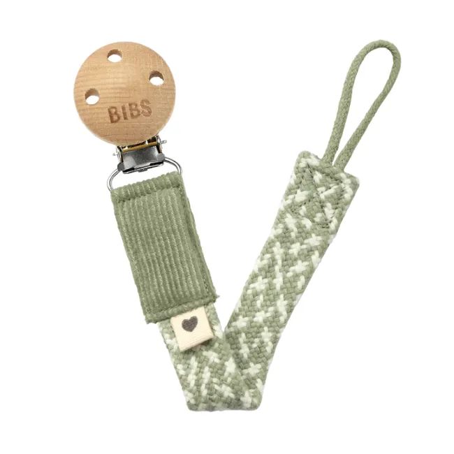 Bibs Pacifier Clip Paci Braid - Sage/Ivory