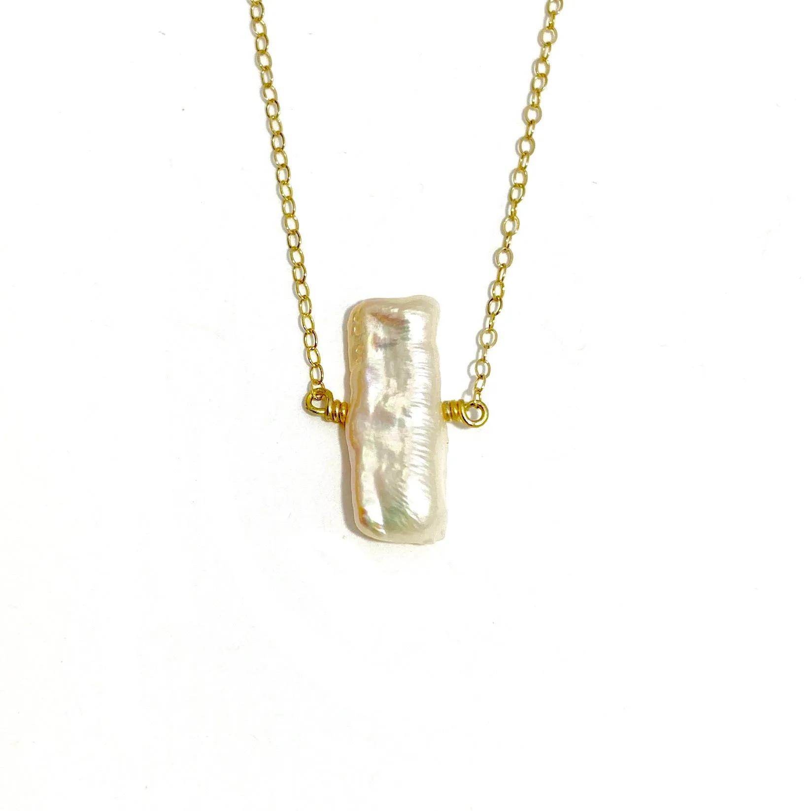 Biwa Pearl Gold Fill Chain Necklace