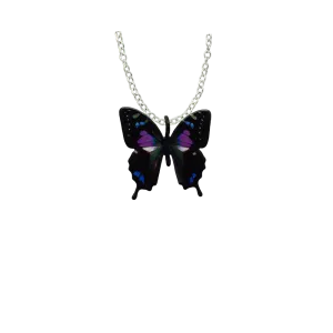 Black & Purple Butterfly Necklace, Item# 4638X