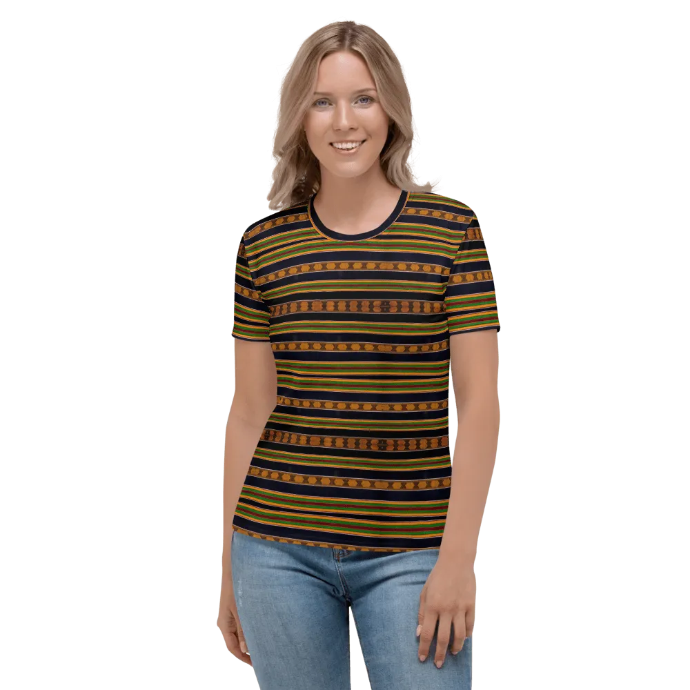 Black Kente African Print Women's T-shirt