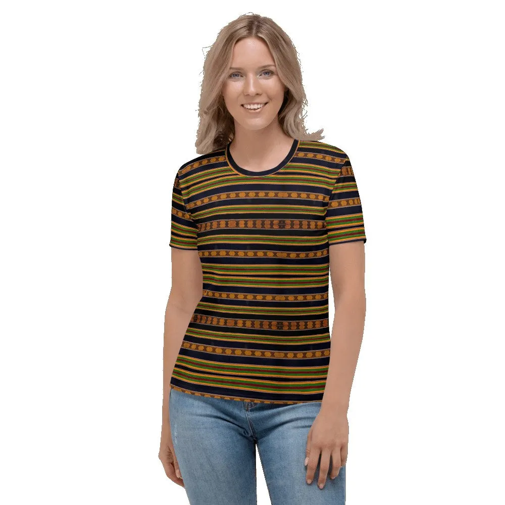 Black Kente African Print Women's T-shirt
