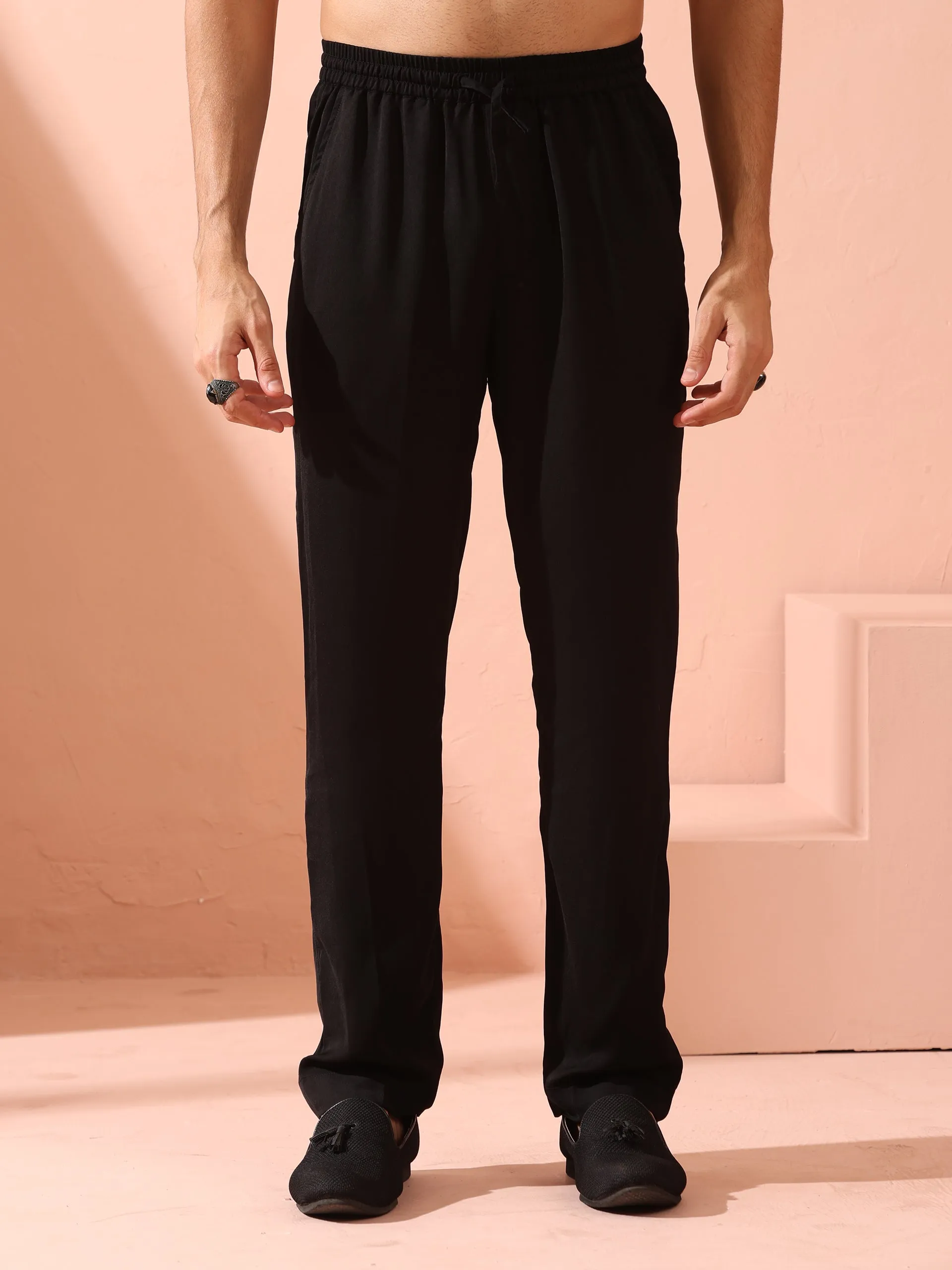 Black Korean Fabric - Pant Style Pyjama